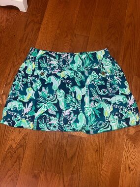 Lilly Pulitzer Teal & Mint lemur Print Mini Skirt